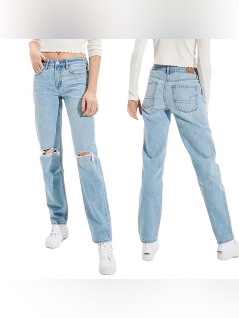American Eagle Outfitters Light Wash Straight Leg Jeans